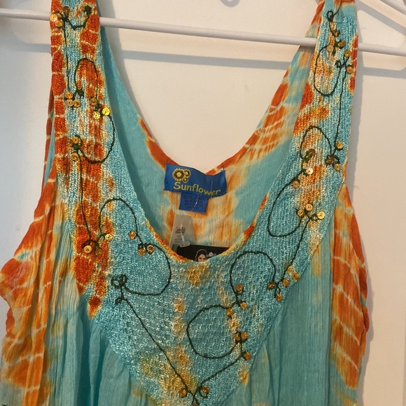 Blue and peach maxi one size 100% rayon @BP - Picture 2 of 4